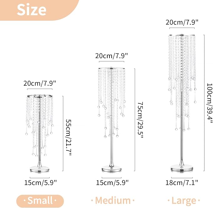 NUPTIO Silver Vases for Centerpieces Wedding - 10 Pcs 21.7in Tall Centerpiece for Tables - Flower Stand Bulk for Weddings Chandelier