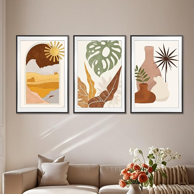 Giftgarden 24x36 Poster Frame with Mat Set of 4, 27x40 Frame Matted to 24x36 Picture for Wall Hanging, Black