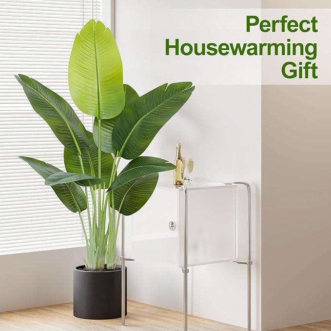 Lifelike Bird of Paradise Artificial Plant 4ft Faux Banana Leaf Tree with 9 Trunks for Home Decor - Perfect Indoor Silk Floor Plant for Living Room, Office, and Bedroom Ambiance Enhancement