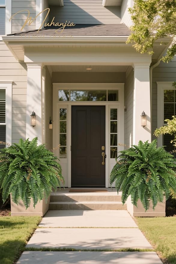 Artificial Boston Fern Silky Bush, 48IN Faux Fern Large Hanging Lifelike Plant for Indoors Outdoors Home Decor, Suitable for Porch Entrance Garden Home, 85Branches (2 Pcs)