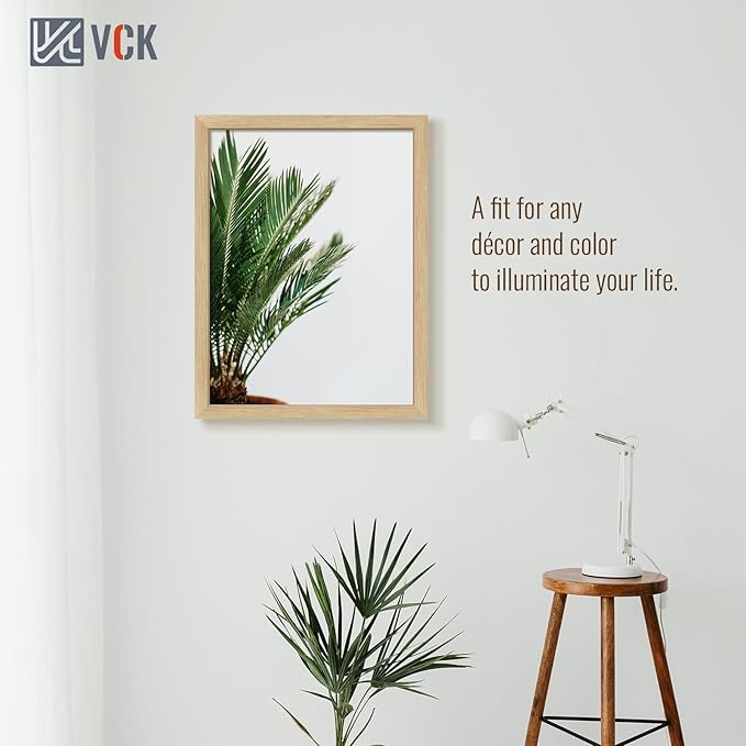 VCK 18x24 Oak Wood Frame for Poster & Picture, Natural Solid Wood Photo Frames 5 Pack, Wall Mounting Hanging