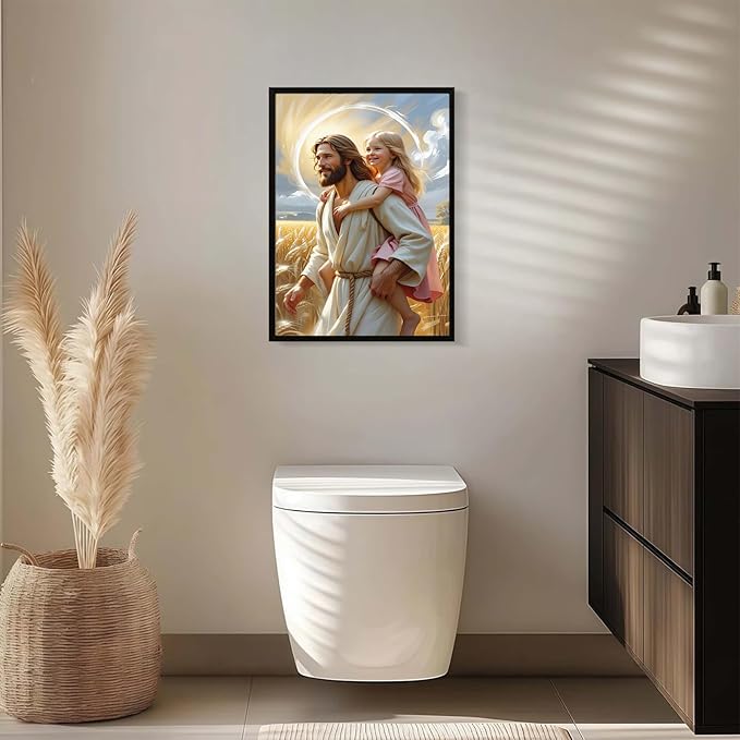 Christian Wall Art Print, Religious Scripture Biblical Decor, Faith-Based Inspirational Landscape with Cross, Digital Printed Canvas Poster for Church, Home Chapel, Prayer Room Decor