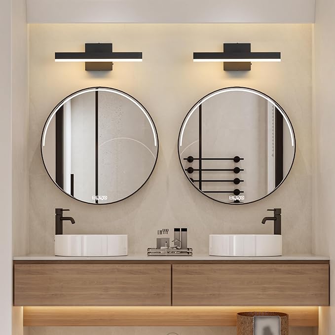 Black Bathroom Vanity Light 15.75 inch, 12W Dimmable 5CCT LED Modern Bathroom Light Fixture Over Mirror - ETL Certificated