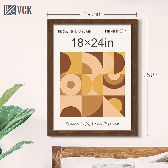 VCK 18x24 Poster Frame 5 Pack, Brown Wood Picture Frame with Exclusive Wood Grain, Wall Hanging