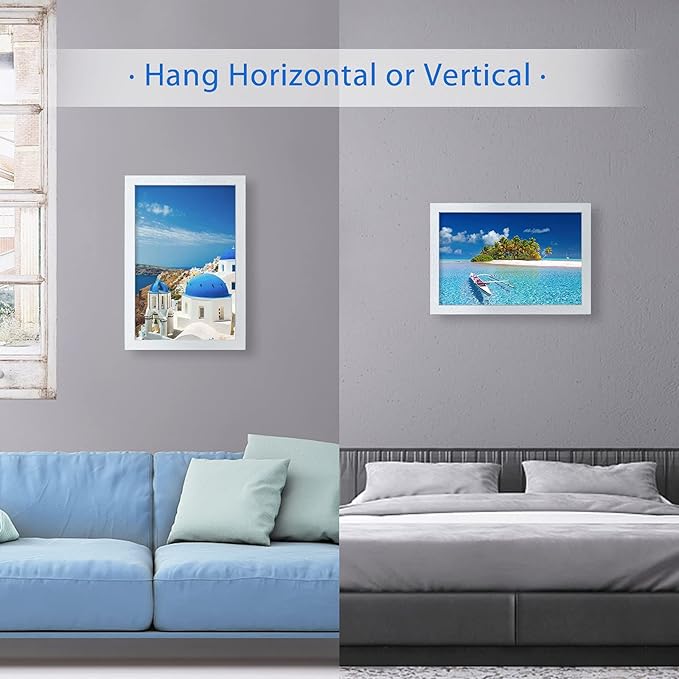 VCK Poster Frames 11x17 White Set of 5,Solid Wood Picture Frames for Wall Mounting Hanging Art and Puzzle Frame