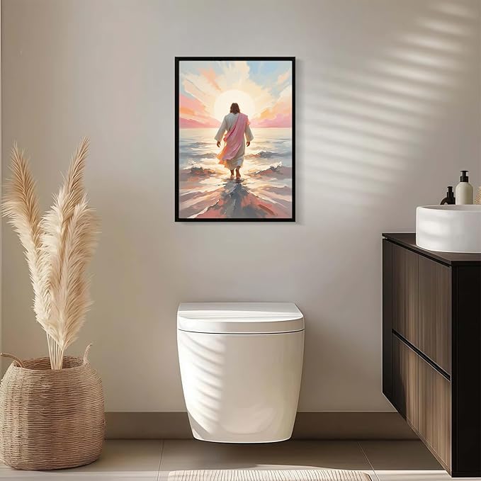 Christian Wall Art Print, Religious Scripture Biblical Decor, Faith-Based Inspirational Landscape with Cross, Digital Printed Canvas Poster for Church, Home Chapel, Prayer Room Decor