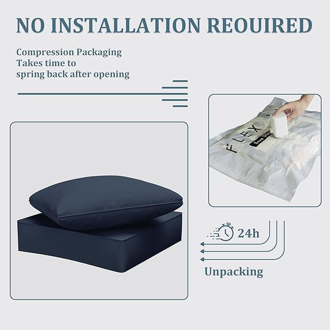Outdoor Seat Cushion Set 24 x 24 x6.5 Inch Splash-Proof & Fade Resistant Patio Furniture Cushions with Removable Cover Deep Seat & Back Cushion with Straps for Chair Sofa Couch