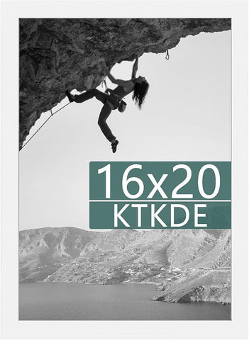 KTKDE 16x20 Picture Frame Wooden White,Poster Frames with Polished Plexiglass, Wall Gallery Photo Frames Decorating for Minimalist Style Suitable,Any style Best gift