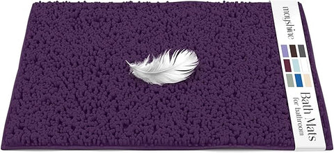 MAYSHINE Plush Shaggy Chenille Bath Mat | Extra Soft, Super Absorbent, Non-Slip Bathroom Rug | Fluffy Microfiber, Area Rug Sets for Bathroom Floor, Kitchen, Living Room | 39"x24" | Plum