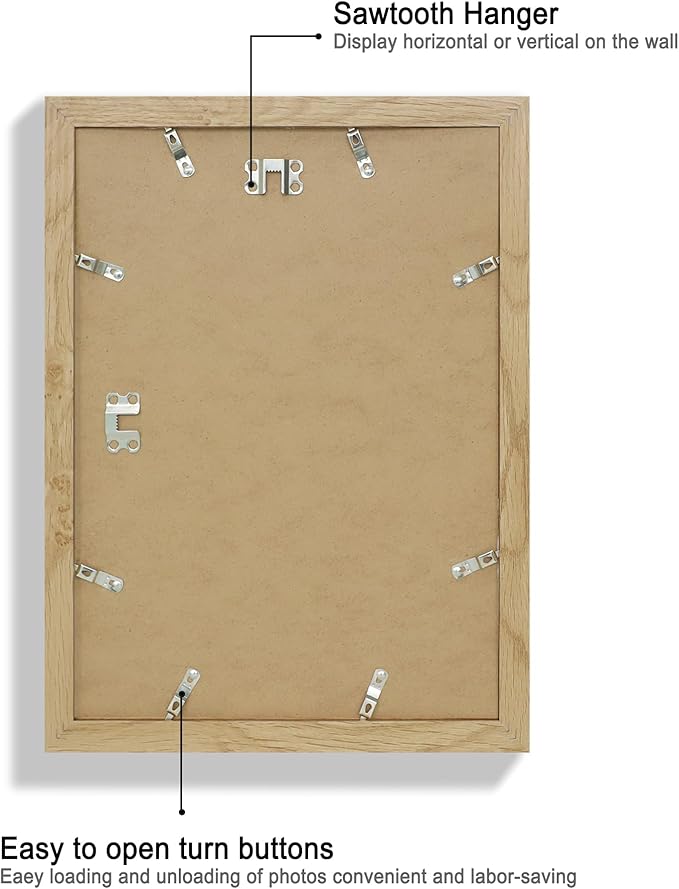 10x14 Picture Frame Set of 2, Made of Glass and Natural Oak Wooden Frame, Display 8x12 Pictures with Mat or 30 x 40cm Diamond Painting Art without Mat for Wall Mounting, Gallery Photo Frames