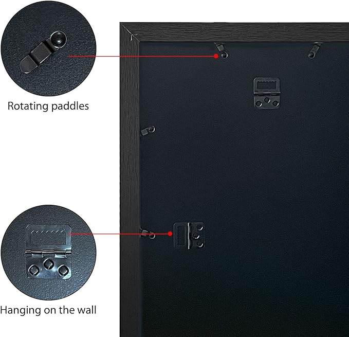 VCK Poster Frames 12x18 Black Set of 5,Solid Wood Picture Frames for Wall Mounting Hanging Art and Puzzle Frame
