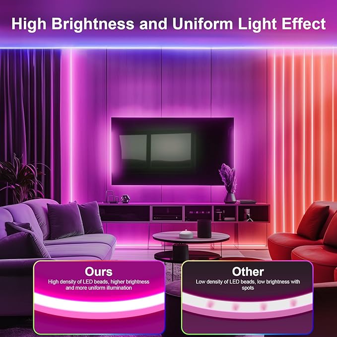 Neon Rope Lights - 16.4Ft Flexible LED Rope Lights,24V RGB Rope Lights Control with App/Remote Multiple Modes,DIY Design, IP65 Waterproof Strip Lights for Bedroom Room Outdoors Decor