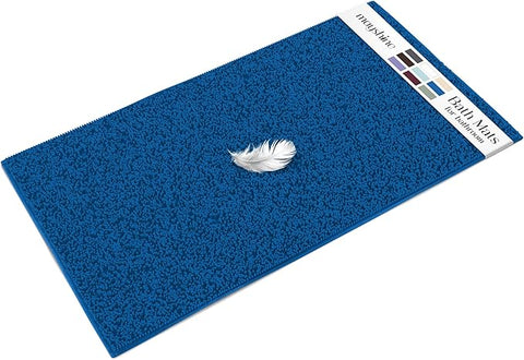 MAYSHINE Plush Shaggy Chenille Bath Mat | Extra Soft, Super Absorbent, Non-Slip Bathroom Rug | Fluffy Microfiber, Area Rug Sets for Bathroom Floor, Kitchen, Living Room | 59"x31" | Dark Blue