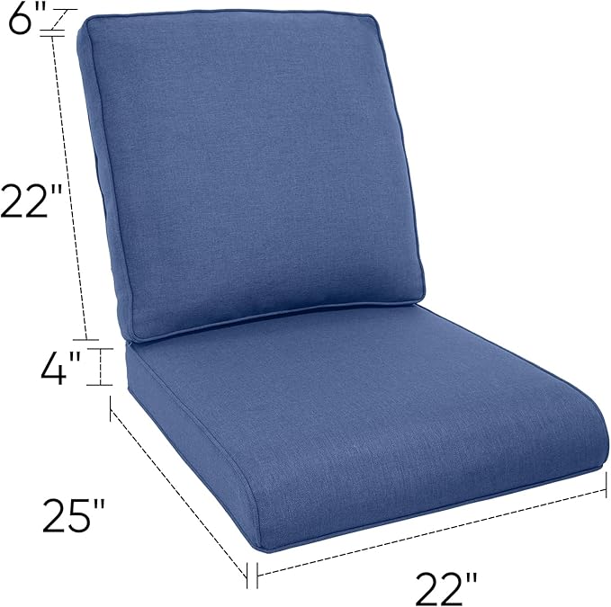 22x25/22x24 Outdoor Cushions for Patio Couch Chairs Set of 3 - High Back Comfy Outside Seat Cushions for Wicker Dining Rocker Glider Loveseat 3-Seater Sectional Sofa - Navy Blue/Classic