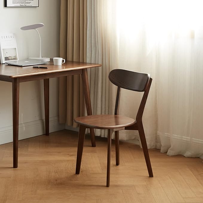 100% Solid Oak Wood Dining Room Chairs - Practical Kitchen Chairs - Wood Chair for Dining Room, Kitchen (1, Walnut)