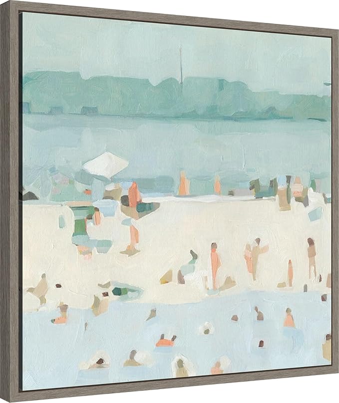 Amanti Art Framed Canvas Wall Art 22x22 Sea Glass Sandbar I by Emma Scarvey, Framed Wall Art Canvas, Abstract Artwork, Country Rustic Decor, Medium Poster Painting for Living Room, Bedroom, Bathroom,