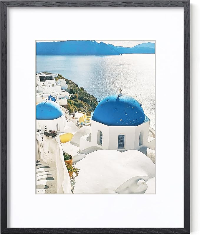 Axeman 16x20 Picture Frame with Mat for 11x14, Solid Oak Wood Poster Frame with Tempered Glass for Home Decor, Wooden 16x20inch Photo Frame for Art Photo and Prints, Wall Hook Included, Black