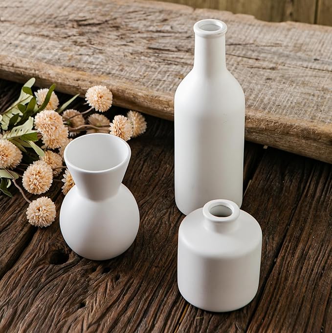 Ceramic Flower Vase Without Dried Fake Flowers, Centerpiece vases for Table, Modern Vases for Home Decor- 3 Pcs