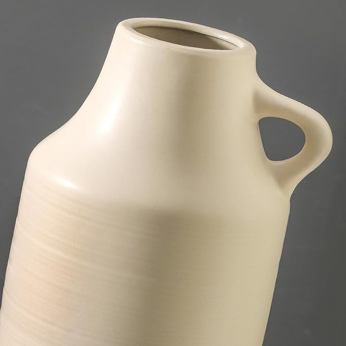 Mitt&Ditt Tall Floor Vase with Handles, 22.8 inch Large Flower Vase, Boho Decorative Pampas Grass Vases, Modern Ceramic Vase for Home Decor, Living Room, Table (Khaki)