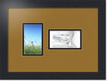ArtToFrames Collage Photo Frame Double Mat with 2-3x5 Openings with Satin Black Frame and El Dorado mat.