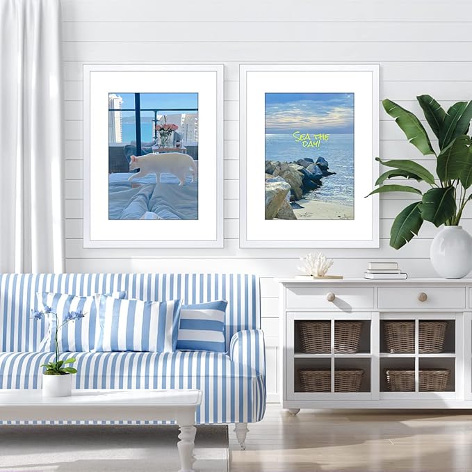THREELOVE 22x28 Frame White, Display Picture 18x24 with mat or 22x28 Without mat, Photo Poster Picture Frame Wall Mounting Home Decor, 1-PCS