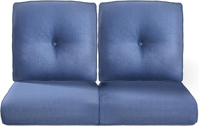 22x25/22x24 Outdoor Seat Cushions Set of 2 - Comfortable High Back Water-Resistant Patio Wicker Chairs Cushion for Dining Rocker Glider Loveseat Couch Sectional Sofa - Navy Blue/Button
