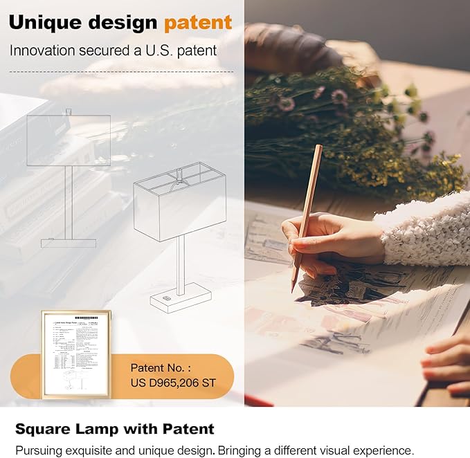 21" Touch Bedside lamps with 2 USB & AC Outlets, 3-Way Dimmable Bedside Table Lamps Set of 2 for Bedroom Living Room Office Reading, Gray Shade Lamps for Night Stands, 5000K LED Bulbs Included