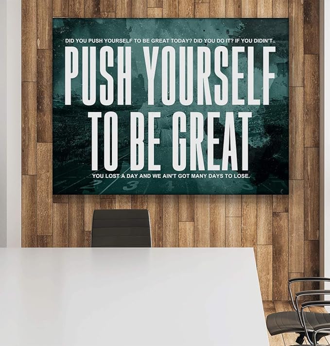 SuccessHunters Push Yourself Motivational Canvas Print Wall Office Decor Modern Art Inspiration Sports Motivation Quote Inspirational Quotes Sport Fitness (30" x 40")