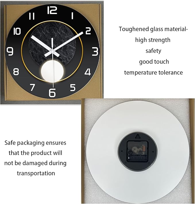 XNM Round Black Wall Clock for Bedroom 12 Inch Small Wall Clocks Battery Operated Silent Wall Clock Modern