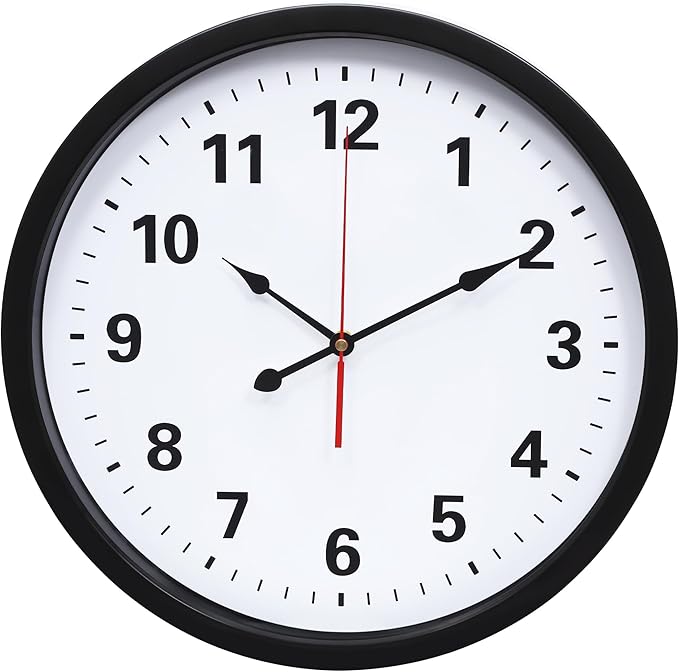 LEIKE Metal Wall Clock 16IN Black, Retro Silent Quartz Battery Operated, Decorative for Patio, Kitchen, Living Room, Bedroom, Pool