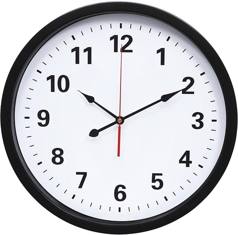 LEIKE Metal Wall Clock 16IN Black, Retro Silent Quartz Battery Operated, Decorative for Patio, Kitchen, Living Room, Bedroom, Pool