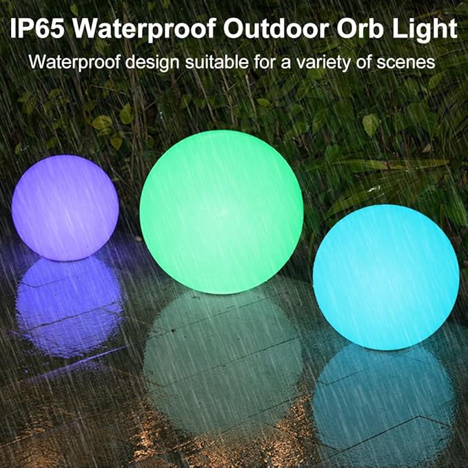 16 In Cordless LED Glowing Ball Light, LED Globe Orb Night Light w/Remote,16RGB Color Changing Waterproof Light Up Ball Rechargeable Indoor/Outdoor Mood Lamp for Nursery Garden Patio Party Bar Decor.