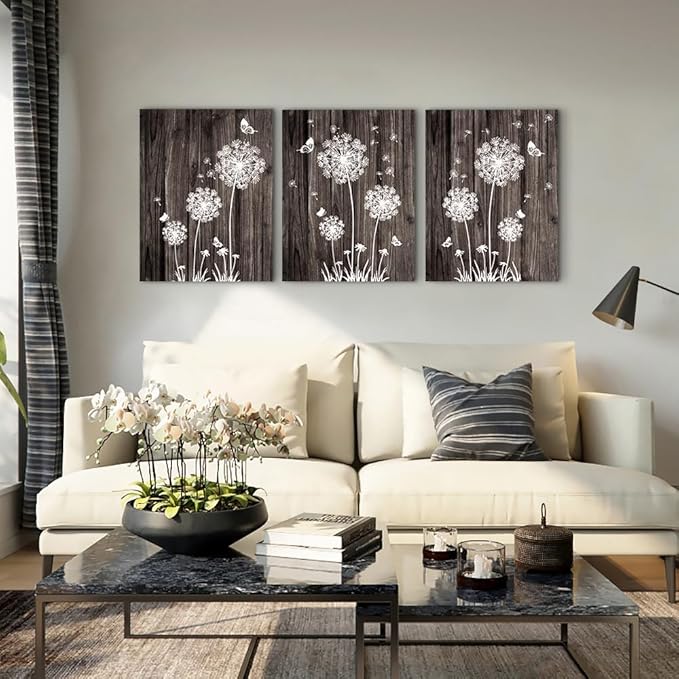 DZRWUBHS Canvas Wall Art For Living Room Large Wall Decor For Bedroom Office Wall Decorations Abstract Wood grain dandelion Wall Paintings Hang Pictures Artwork Kitchen Art Prints Room Home Decor