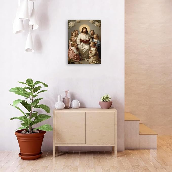 Christian Wall Art Print, Religious Scripture Biblical Decor, Faith-Based Inspirational Landscape with Cross, Digital Printed Canvas Poster for Church, Home Chapel, Prayer Room Decor