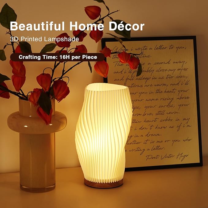 Table Lamp Bedside Lamps for Bedroom, Small Night Stands Desk Lamp, Mood Warm Cozy Lighting, Vintage Boho Cool Mid Century Modern Lamp, Aesthetic Accents Home Room Decor (Warm-C, Large)