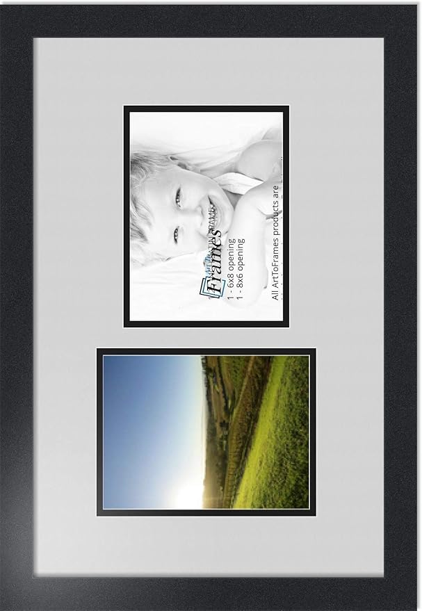 ArtToFrames Double-Multimat-775-756/89-FRBW26079 Collage Photo Frame Double Mat with 2-6x8 Openings and Satin Black Frame
