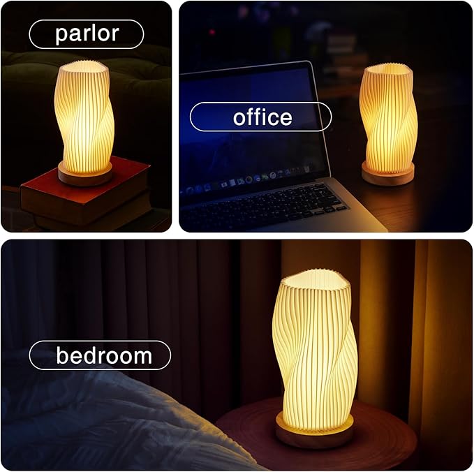 Table Lamp Bedside Lamps for Bedroom, Small Night Stands Desk Lamp, Mood Warm Cozy Lighting, Vintage Boho Cool Mid Century Modern Lamp, Aesthetic Accents Home Room Decor (Warm-A, Medium)