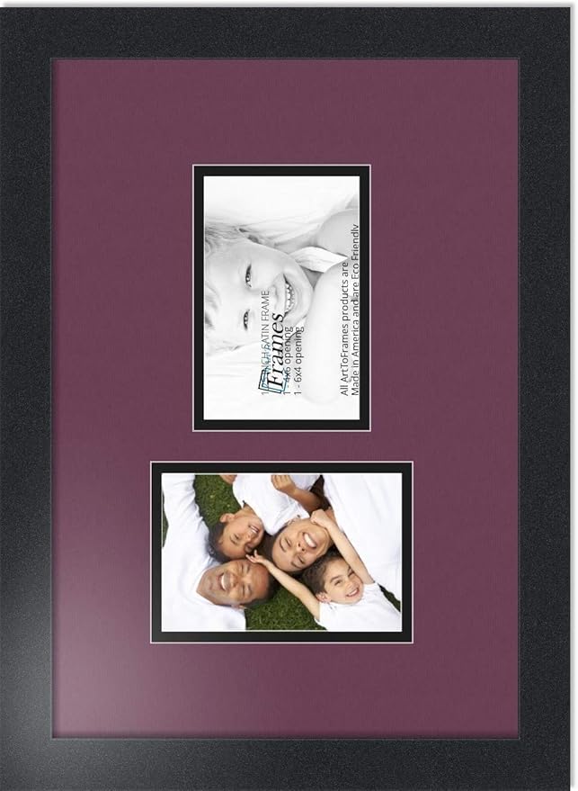 ArtToFrames Double-Multimat-102-815/89-FRBW26079 Collage Photo Frame Double Mat with 2-4x6 Openings and Satin Black Frame