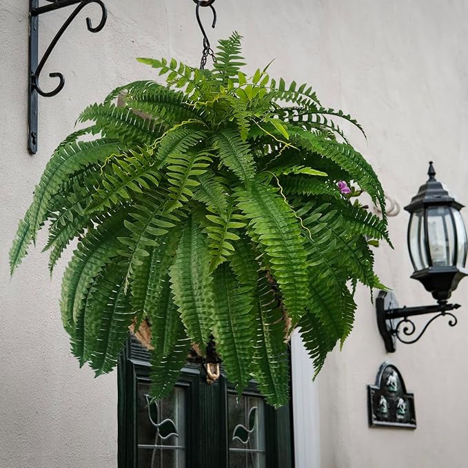 WAYNHUI Silky Artificial Boston Fern Bush, 48Inch Artificial Plants, Suitable for Decorating Office, Patio, Living Room Faux Greenery, 88Branches (88 Branches 1pack)