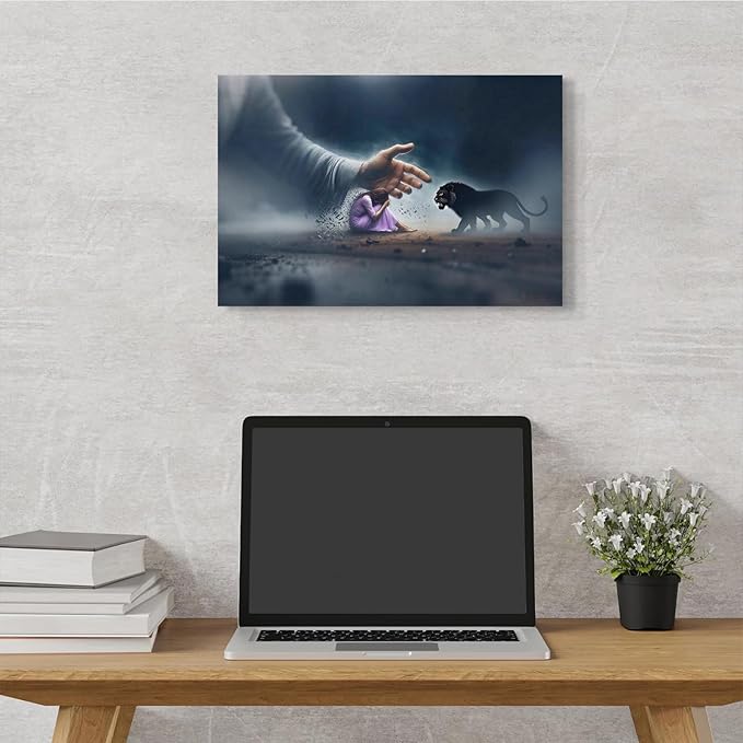 Christian Wall Art Print, Religious Scripture Biblical Decor, Faith-Based Inspirational Landscape with Cross, Digital Printed Canvas Poster for Church, Home Chapel, Prayer Room Decor