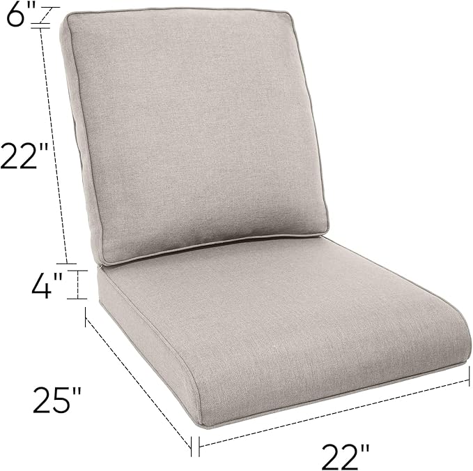 22x25/22x24 Outdoor Replacement Cushions - 1 Set High Back Deep Seat Patio Furniture Cushion for Wicker Dining Swivel Rocking Chairs Rattan Loveseat Couch Sectional Sofa - Beige/Classic