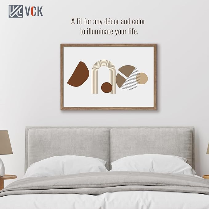 VCK 27x40 Poster Frame 5 Pack - Brown Walnut, Natural Textured Solid Wood Picture Frame, Wall Mounting Hanging