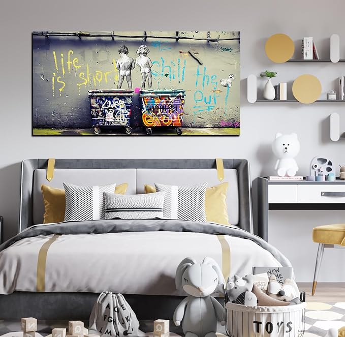 Graffiti Wall-Art - Large Abstract Art Wall Decor - Canvas Wall Art for Living Room Ready to Hang Size 59" x 29"