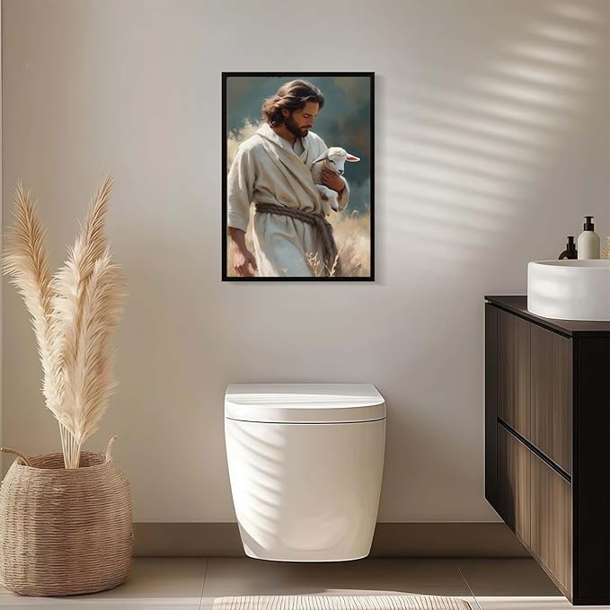 Christian Wall Art Print, Religious Scripture Biblical Decor, Faith-Based Inspirational Landscape with Cross, Digital Printed Canvas Poster for Church, Home Chapel, Prayer Room Decor