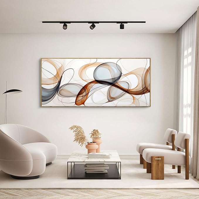 XLSJERST Wall Art for Living Room Elegant Curves Abstract Modern Lightness Wall Art for Office Wall Decor Adorned with an Exquisite Frame for a Touch of Sophistication