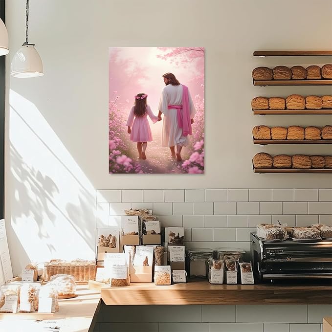 Christian Wall Art Print, Religious Scripture Biblical Decor, Faith-Based Inspirational Landscape with Cross, Digital Printed Canvas Poster for Church, Home Chapel, Prayer Room Decor
