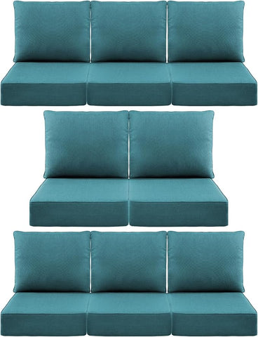Luxury 6" Outdoor Cushions for Patio Furniture, 24x24x6 Thick Seat Cushion Set of 8, Fade Resistant Couch Chair Replacement Cushions High Density Deep Wicker Chair Cushion w/Removable Cover, Green