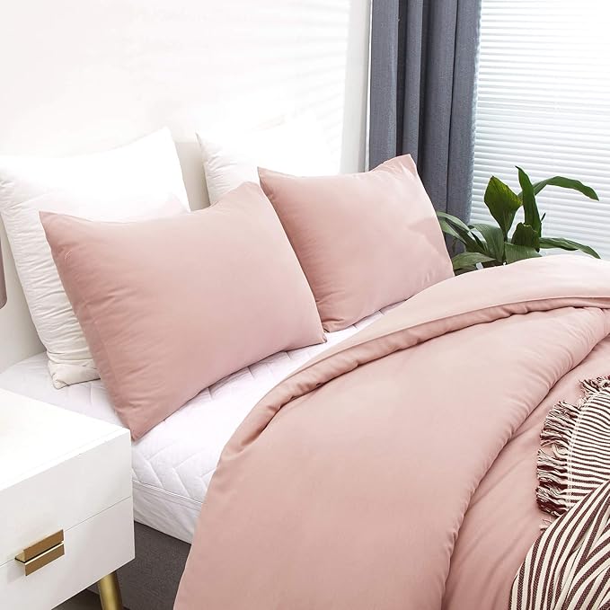 CLOTHKNOW Pink California King Comforter Set 3Pcs Mauve Blush Bedding Comforter Sets Soft All Season Dusty Rose Comforter with 2 x Pillow Cases