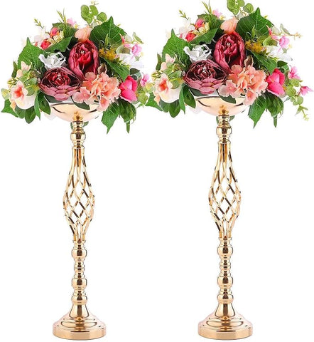 Wedding Centerpieces for Reception Tables, Twist Candleholder Stands, Wedding Flower Arrangement Vases, Metal Centerpieces for Wedding Road-Leading Home Decor Gold