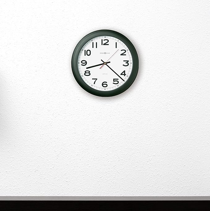 Howard Miller Norcross Wall Clock – Quartz Timepiece with Auto Daylight Savings Quiet Ticking Modern & Classic Home Office Kitchen Clock with Large Black Numerals & Glass Crystal Dial